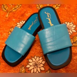 Free People flat sandal shoes Boho minimalist slides size 8.5- teal
